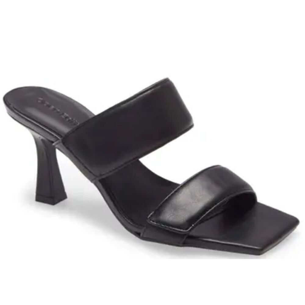 Open Edit Sandals Size‎ 7.5 Qarly Heeled Black Open Square Toe Slip On Heels